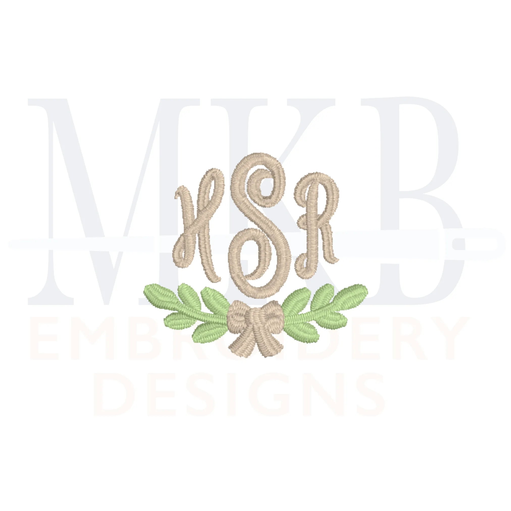 Bow Laurel, Mini Satin Stitch Machine Embroidery Design