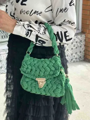 Braided Crochet Bag - Green