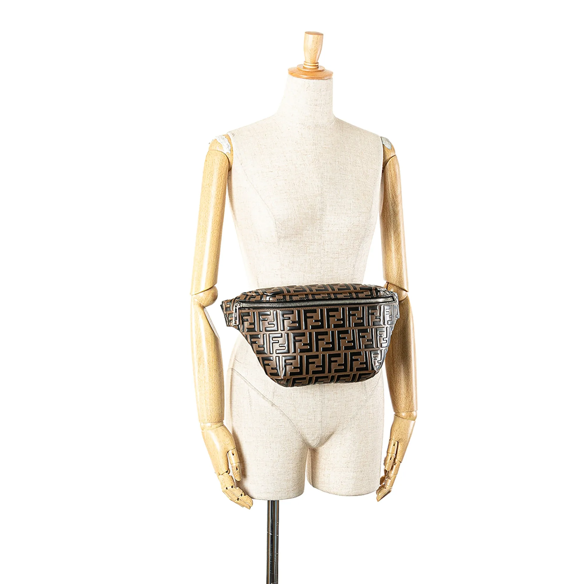 Brown Fendi Zucca Embossed Leather Belt Bag