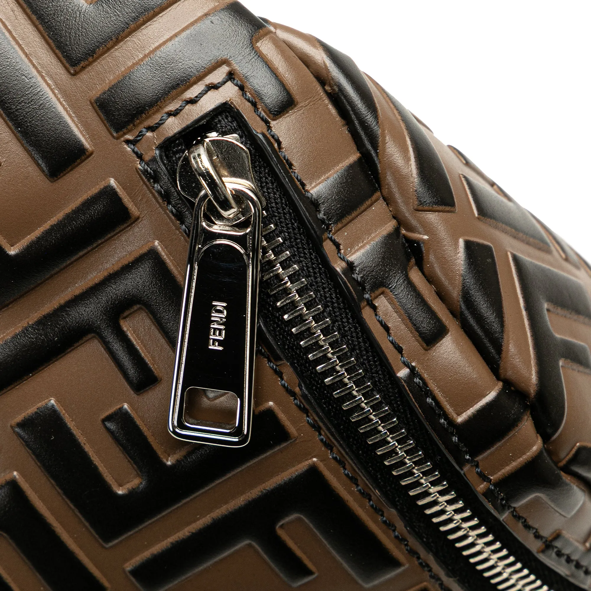Brown Fendi Zucca Embossed Leather Belt Bag