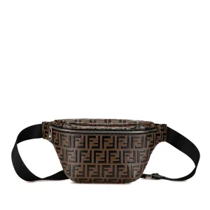 Brown Fendi Zucca Embossed Leather Belt Bag