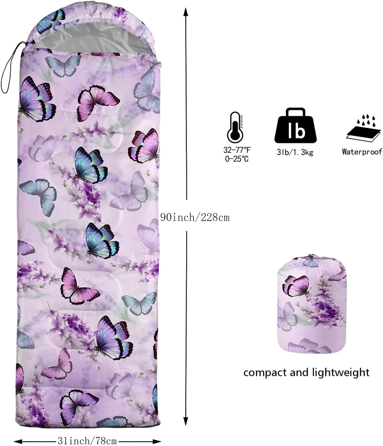 BSNTHO Camping Sleeping Bags,3 Season Warm & Cool Weather,Lightweight,Waterproof Sleeping Bags for Adults & Kids,Traveling,and Outdoors,Camping Gear Equipment