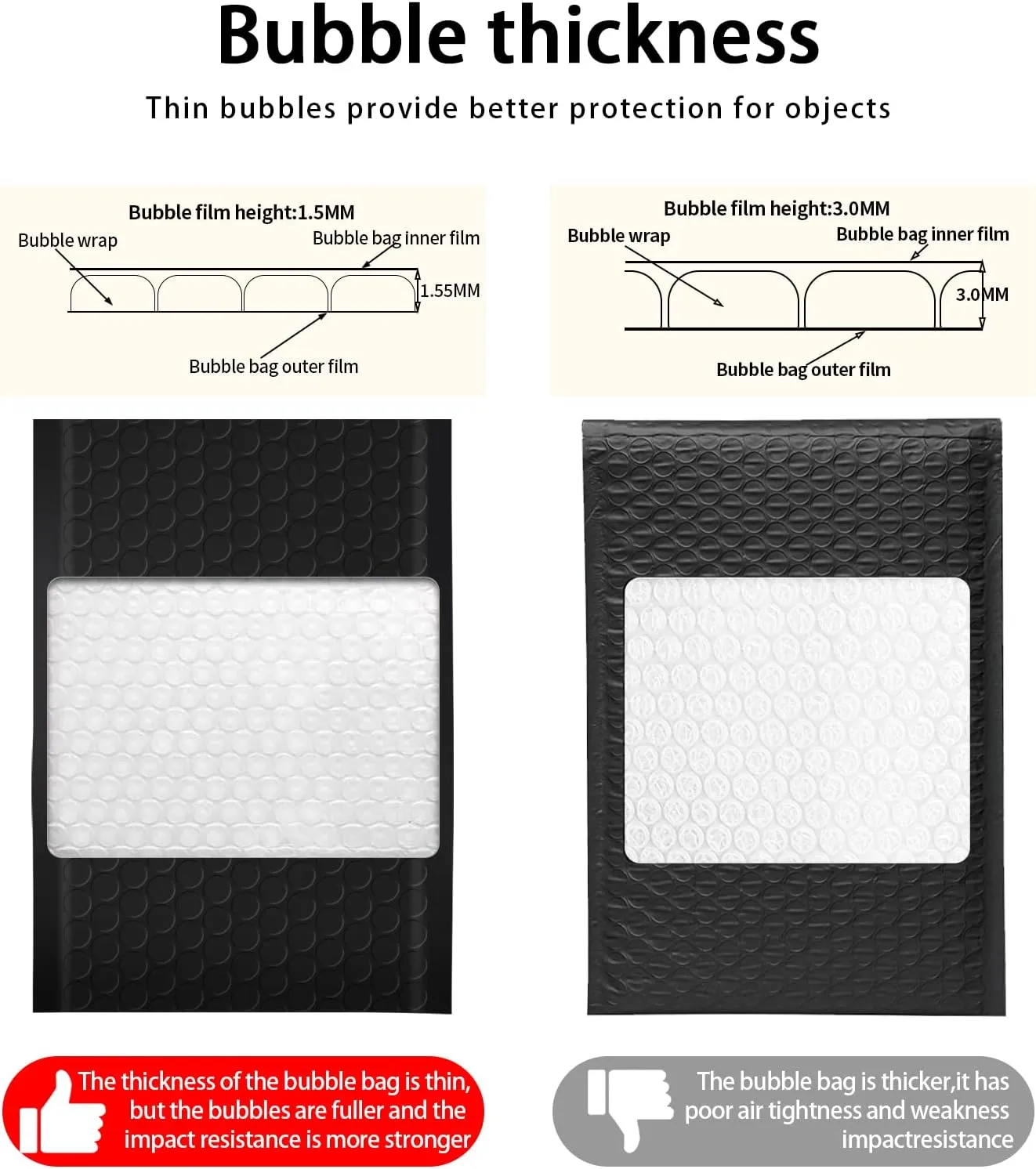 Bubble Mailers, 4x7 Inch Padded Bubble Mailers Pack of 100 Bubble Envelopes Opaque Self Seal Adhesive Waterproof Bags for Shipping and Packaging (Black, 4x7-100Pc)