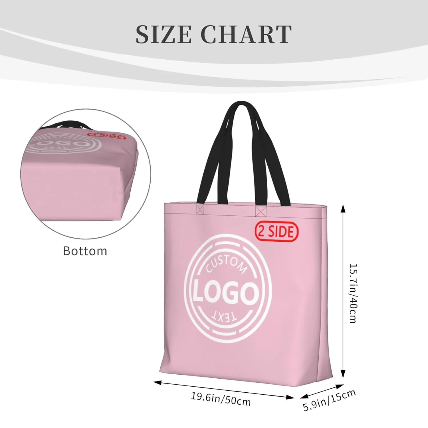 Bulk Custom Tote Bags with Logo Custom Handbag Add Your Logo Picture Text Custom Personalized Gifts Pink Tote Bag