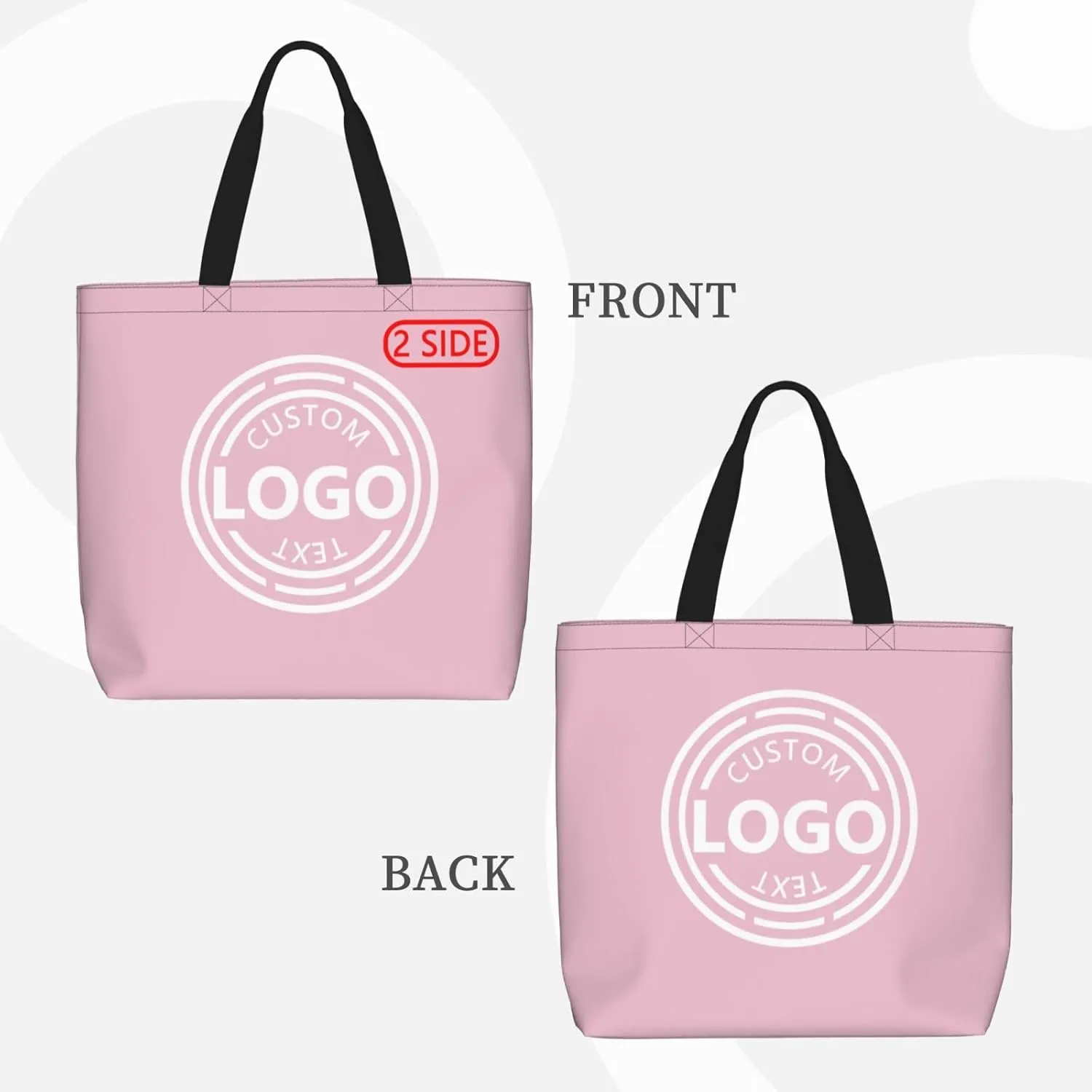 Bulk Custom Tote Bags with Logo Custom Handbag Add Your Logo Picture Text Custom Personalized Gifts Pink Tote Bag