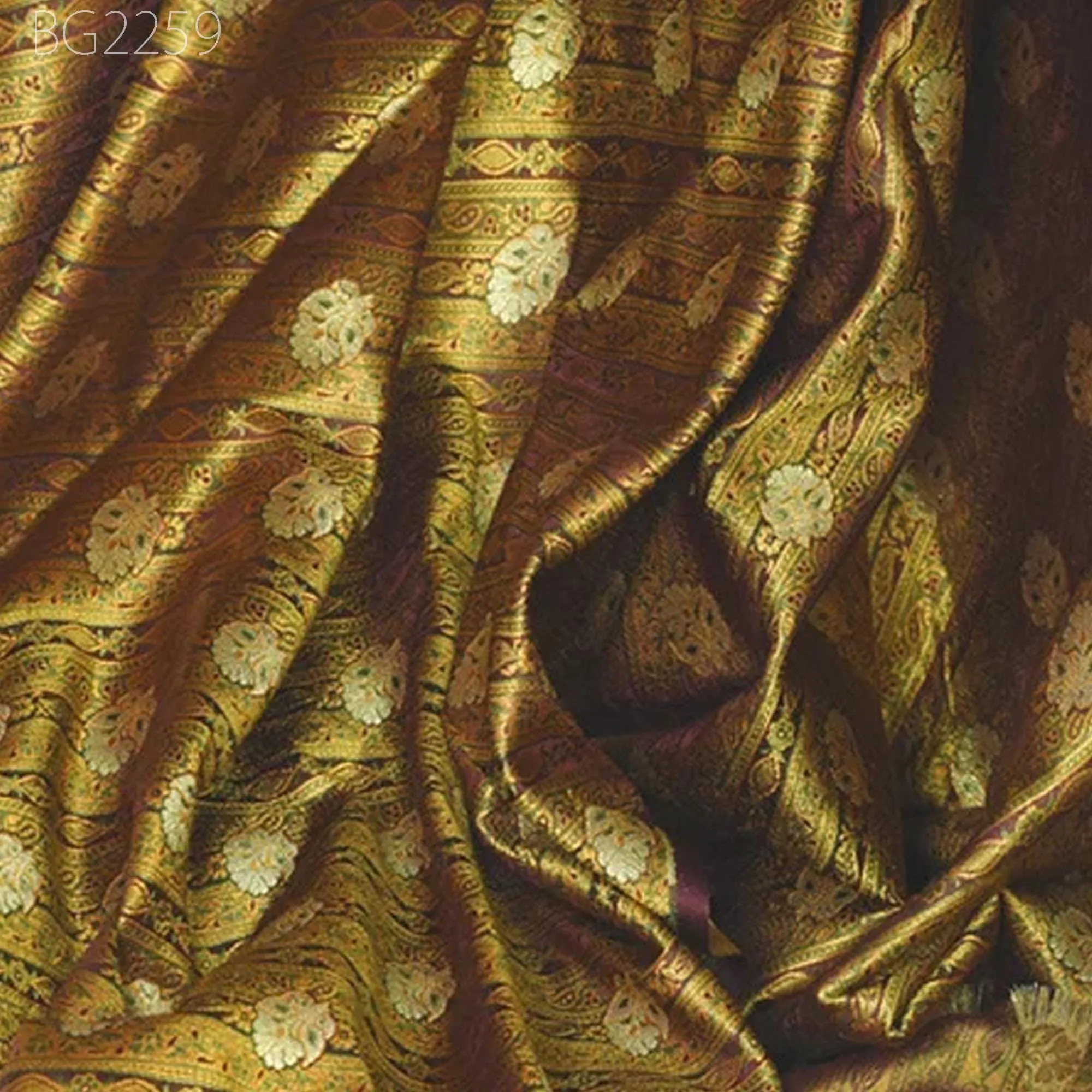 Burgundy Indian Jacquard Fabric By The Yard Brocade Bridal Wedding Dresses Material DIY Crafting Sewing Costumes Silk Curtains Duvet Covers