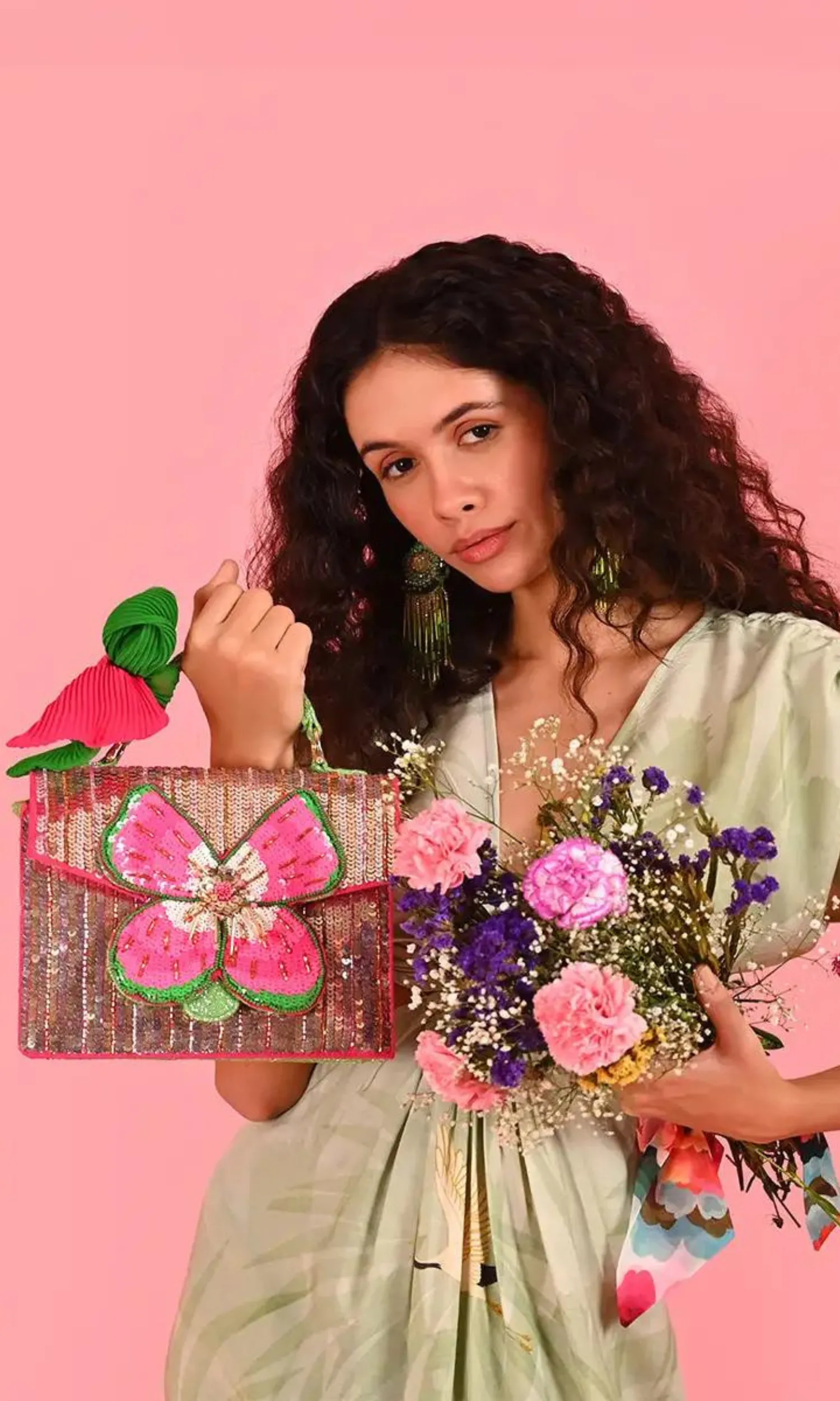 Butterfly Floral Beaded Bag