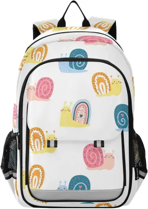 Caikeny Kids Backpack Cute Colorful Snails School Backpacks Rainbow School Bags Shoulder BookBags Elemetary for Boys Girls Students