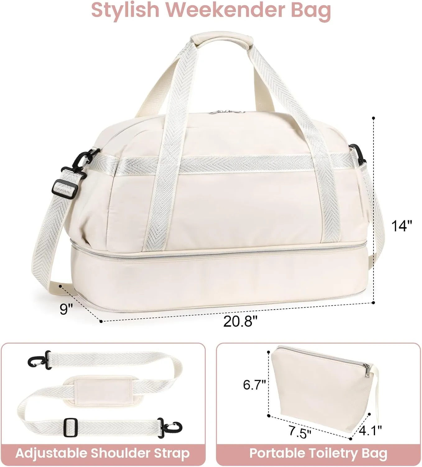Cambond Weekender Bags for Women - Overnight Bags for Women Travel with Expandable Shoe Compartment and USB Charging Port
