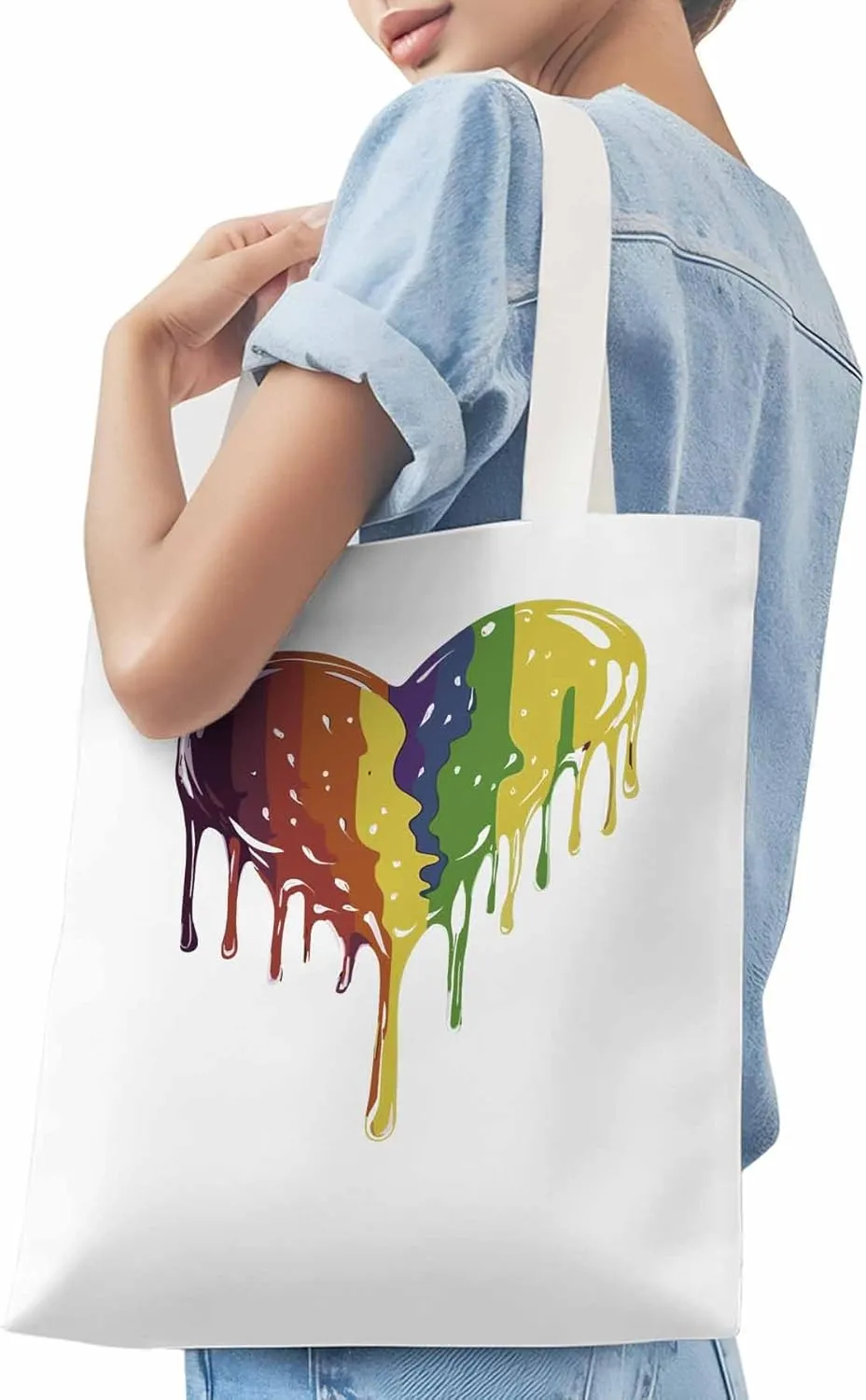 Canvas Tote Bag, Abstract Graffiti Love Heart Aesthetic Canvas Tote Handbags for Women Shoulder Bag