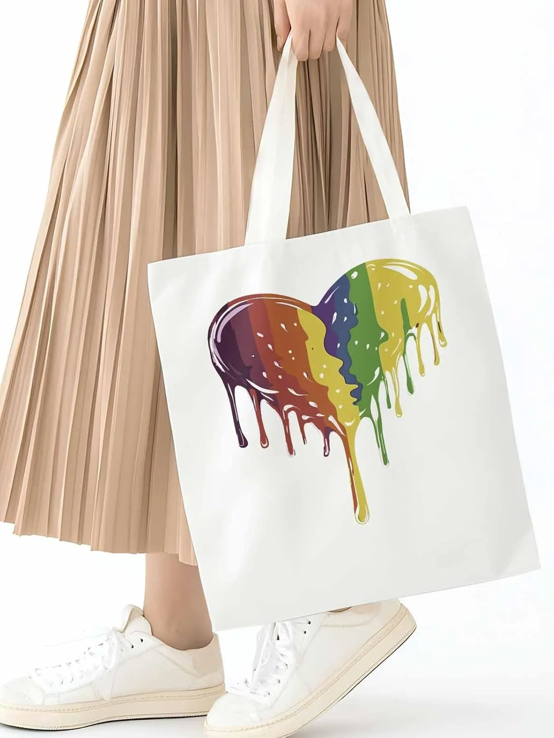 Canvas Tote Bag, Abstract Graffiti Love Heart Aesthetic Canvas Tote Handbags for Women Shoulder Bag