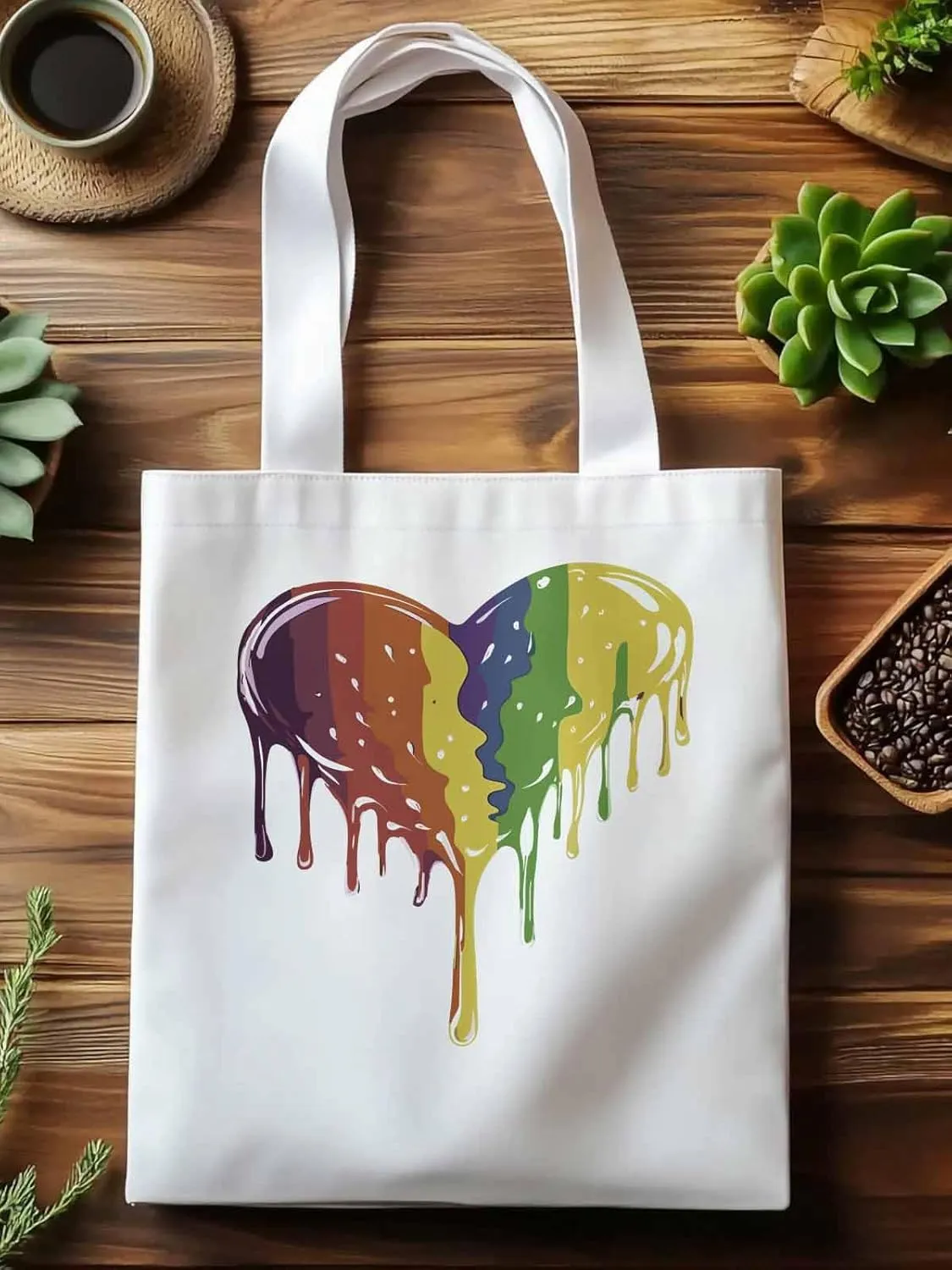Canvas Tote Bag, Abstract Graffiti Love Heart Aesthetic Canvas Tote Handbags for Women Shoulder Bag