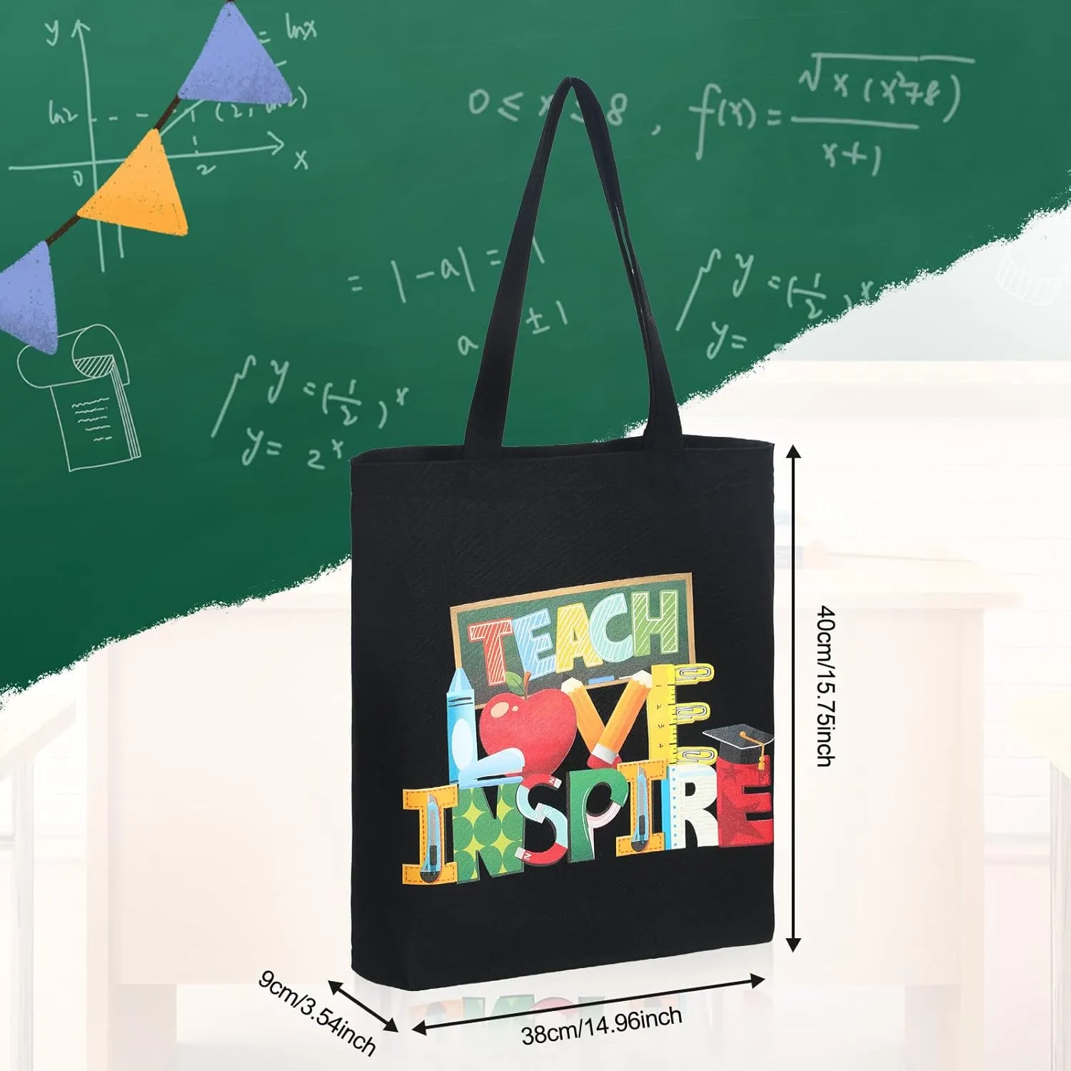 Capoda 8 Pack Teacher Appreciation Gifts for Teachers Canvas Tote Bags Retirement Teacher Appreciation Gifts(Black)