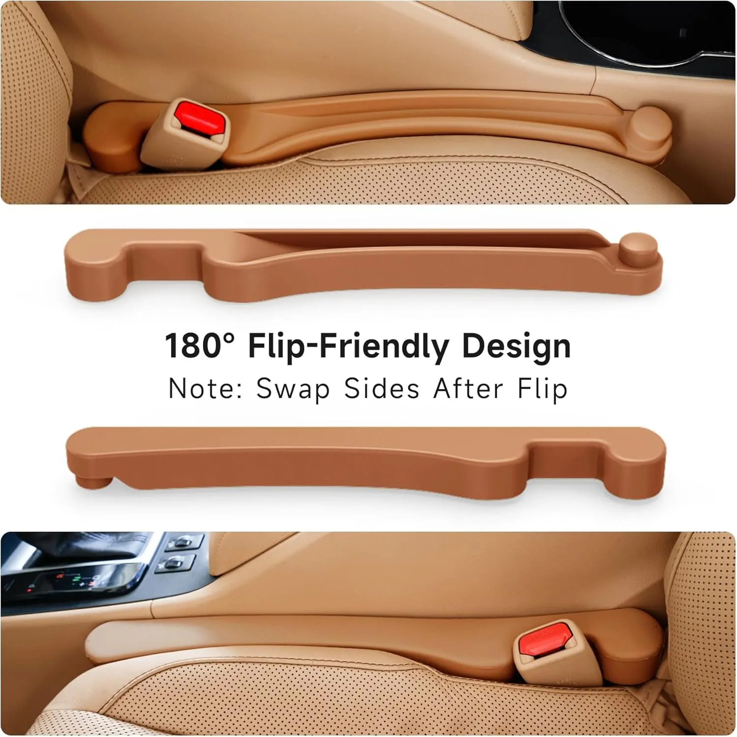 Car Seat Gap Filler Set of 2, Soft Foam Multifunctional Seat Side Gap Filler with Organizer & Hook Function, 3in1 Gap Stopper Universal Fit Car SUV Truck Fill The Gap Between Seat & Console