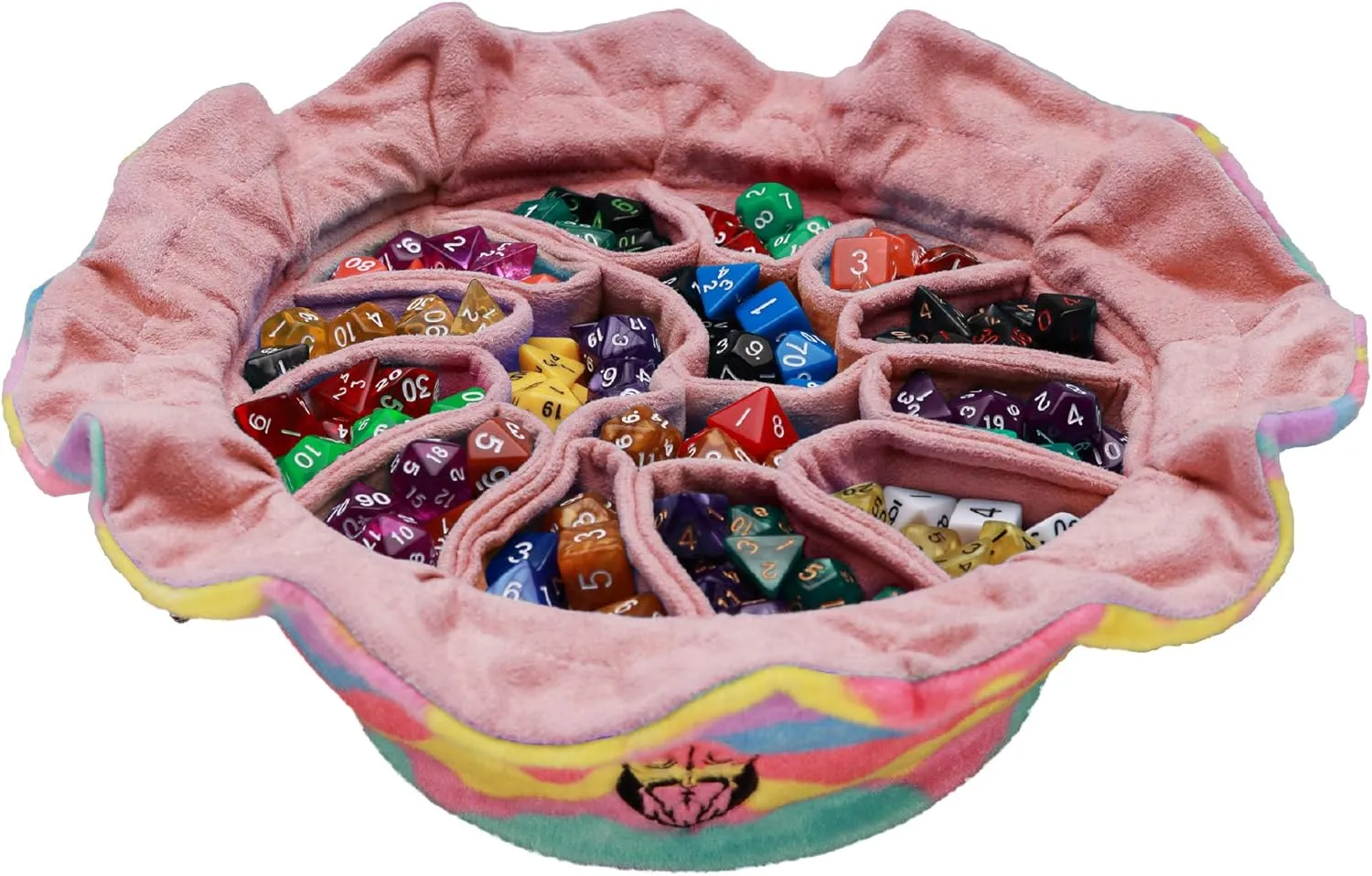 CardKingPro Immense - OCD Edition - Dice Bags with 15 Pockets - Rainbow & Pink - Capacity 200  Dice - Great for Dice Hoarders [Patented Design]