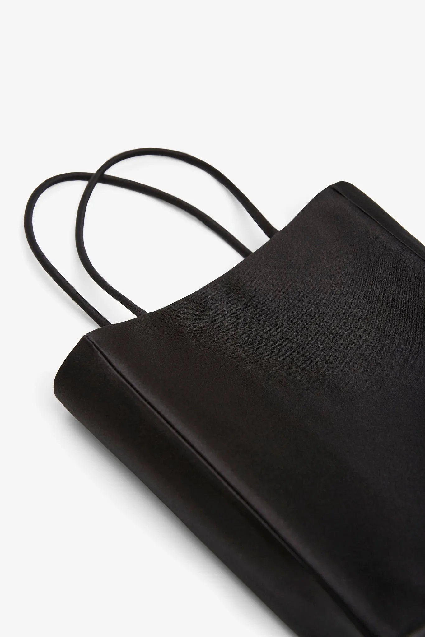 Cecily black satin tote bag