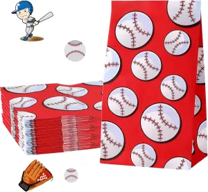 Censen 30 Pieces Baseball Party Gift Goodies Bags Print Paper Candy Treat Bags for Kids Boys Child Sports Theme Birthday Sport Party Favor Supplies Game Celebration