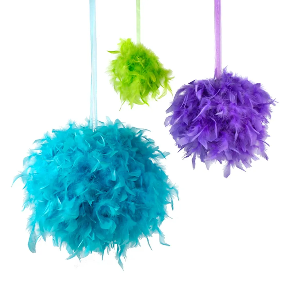 Chandelle Feather Pom Poms - Lt Turquoise
