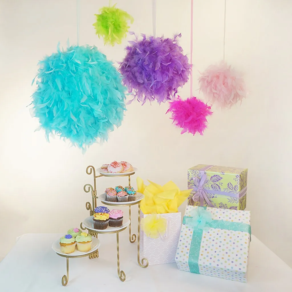 Chandelle Feather Pom Poms - Lt Turquoise