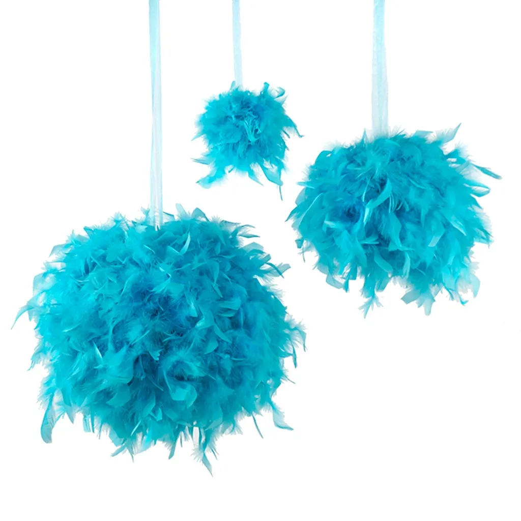 Chandelle Feather Pom Poms - Lt Turquoise