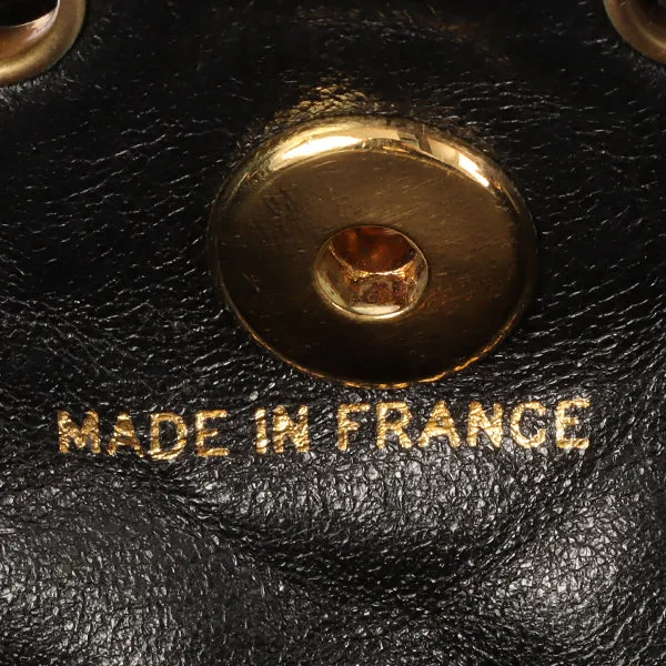 CHANEL Around 1995 Made Double Turn-Lock Velour Backpack Mini Black