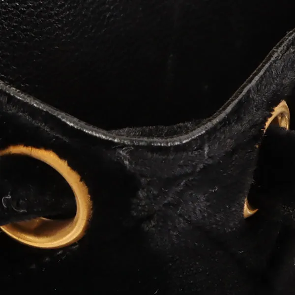 CHANEL Around 1995 Made Double Turn-Lock Velour Backpack Mini Black