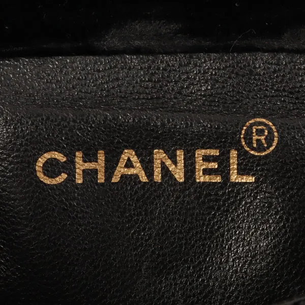 CHANEL Around 1995 Made Double Turn-Lock Velour Backpack Mini Black