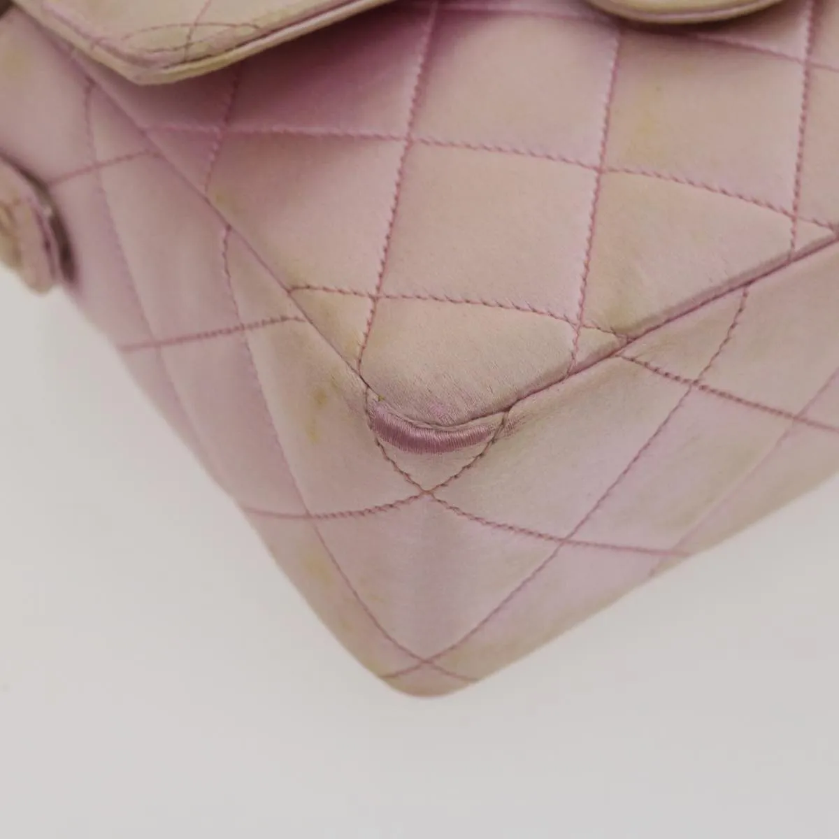 CHANEL Matelasse Hand Bag Silk Satin Pink CC  29999A