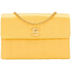 CHANEL VINTAGE VERTICAL QUILTED SATIN MINI FLAP BAG