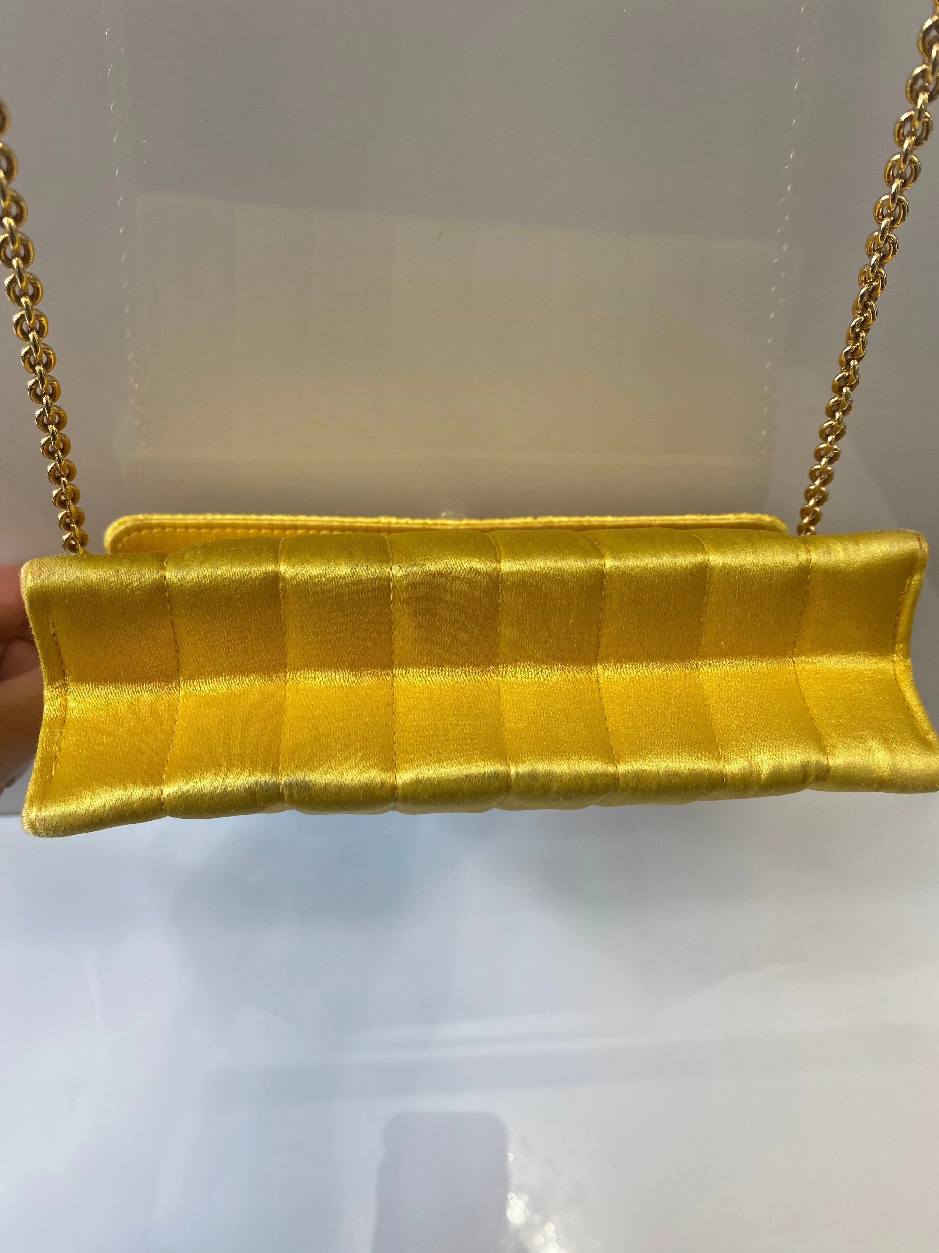 CHANEL VINTAGE VERTICAL QUILTED SATIN MINI FLAP BAG