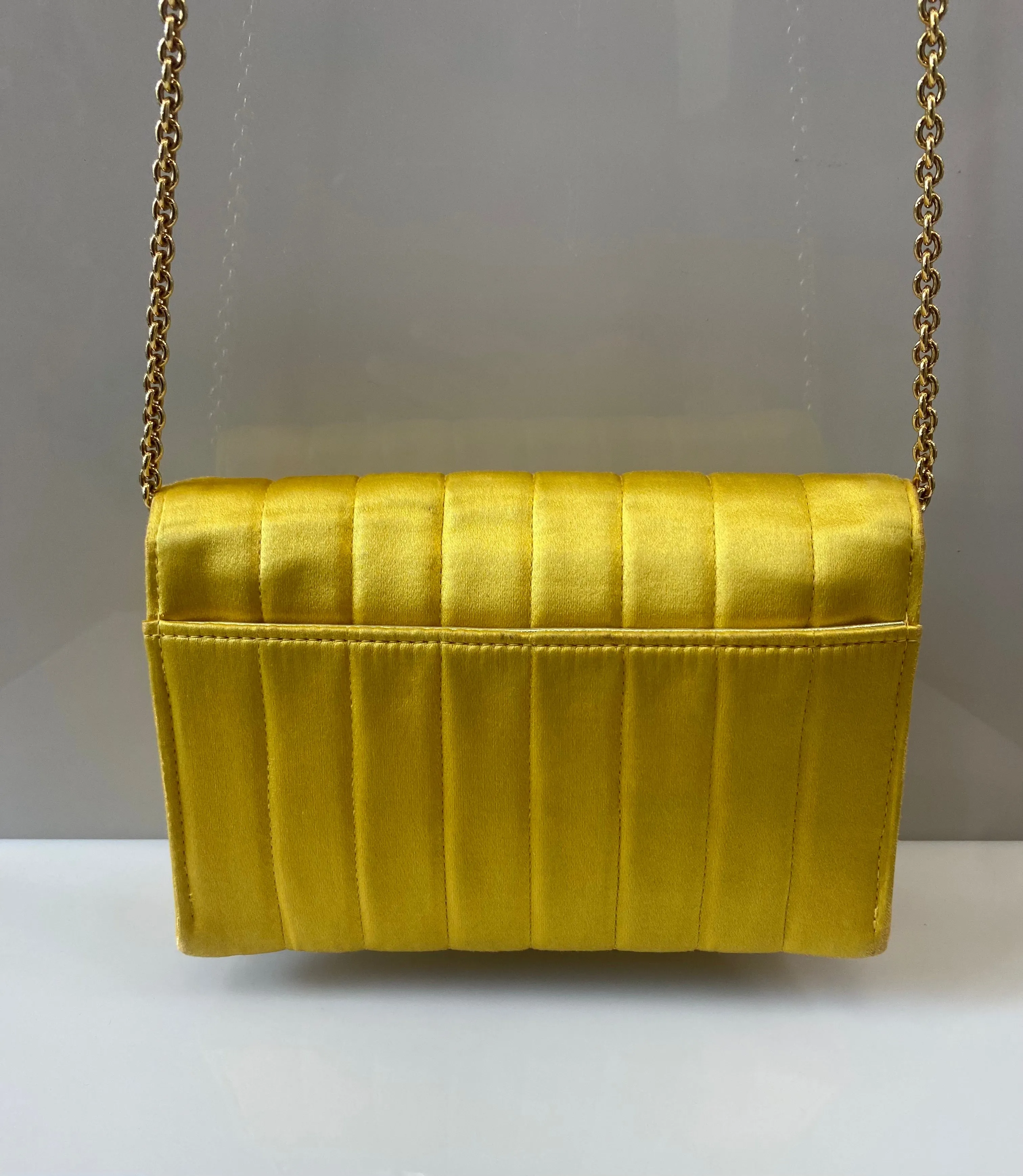 CHANEL VINTAGE VERTICAL QUILTED SATIN MINI FLAP BAG