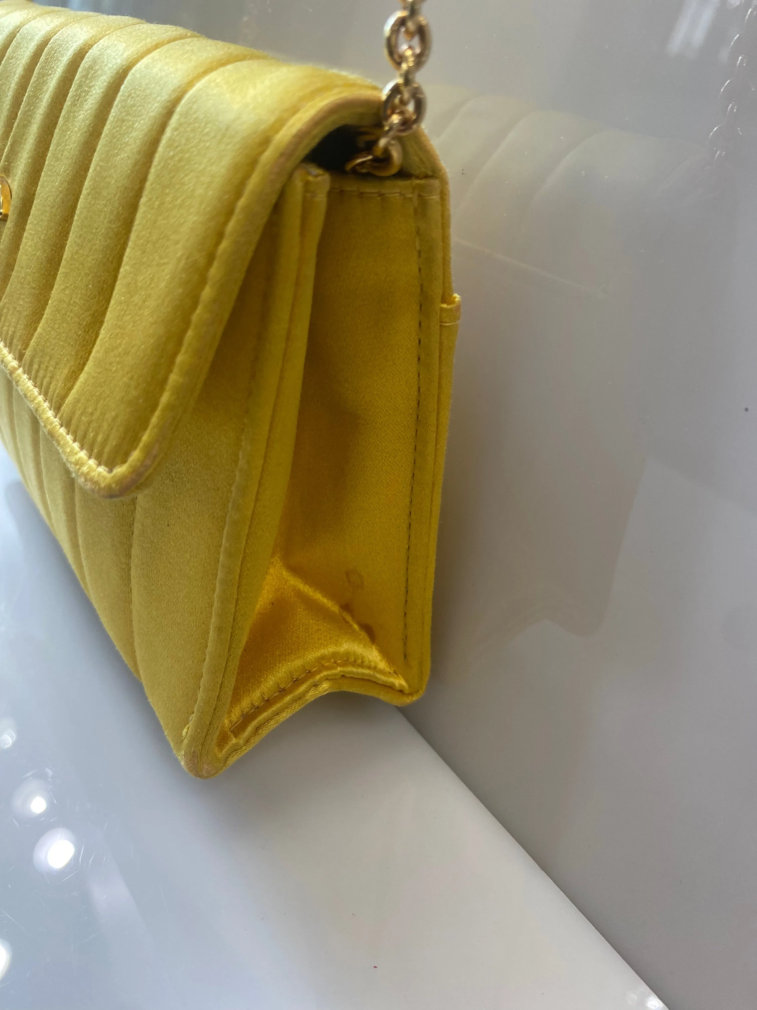 CHANEL VINTAGE VERTICAL QUILTED SATIN MINI FLAP BAG
