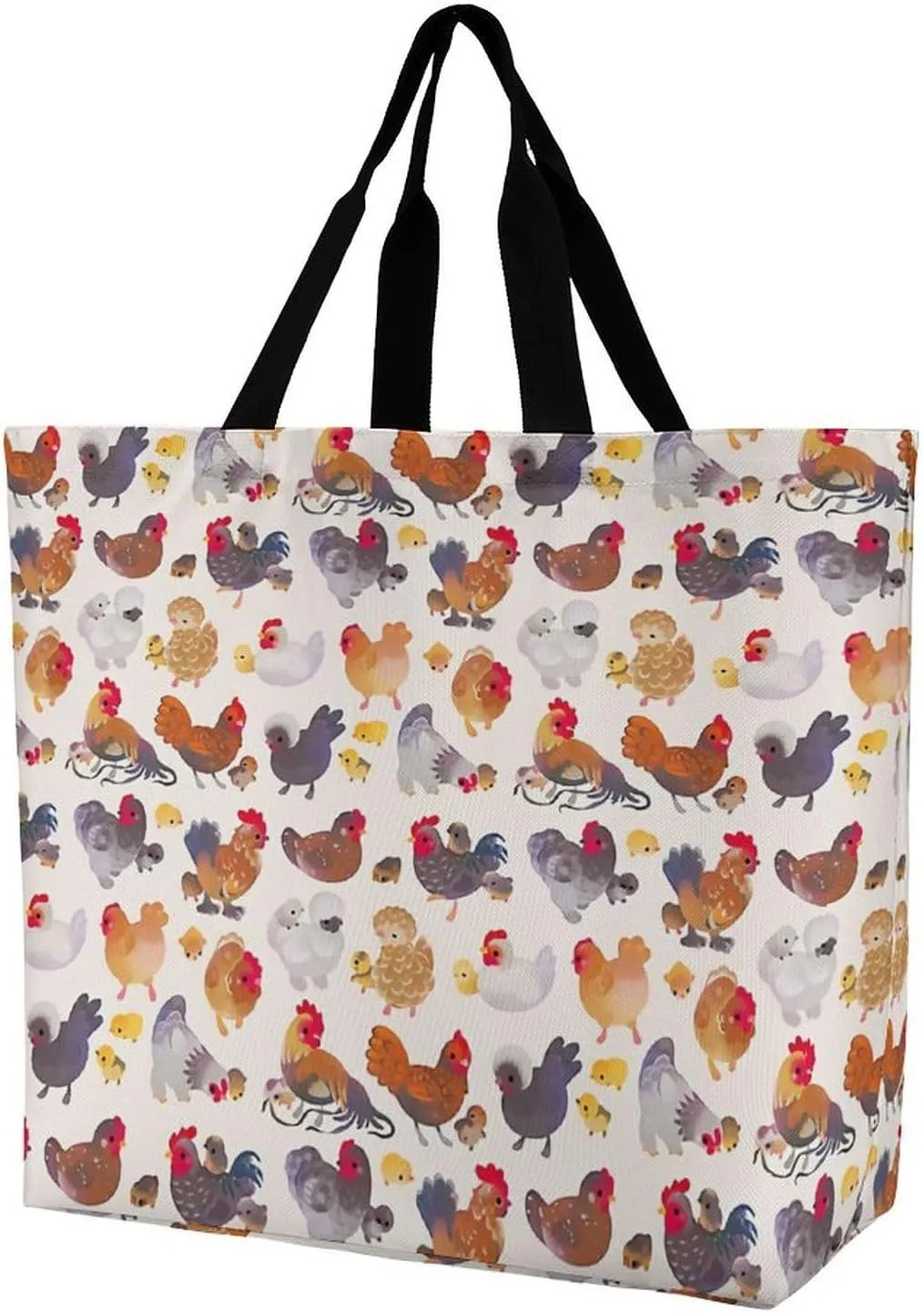 Chicken And Chick Large Capacity Shoulder Bag, Reusable Shopping Bag, Portable Handbag