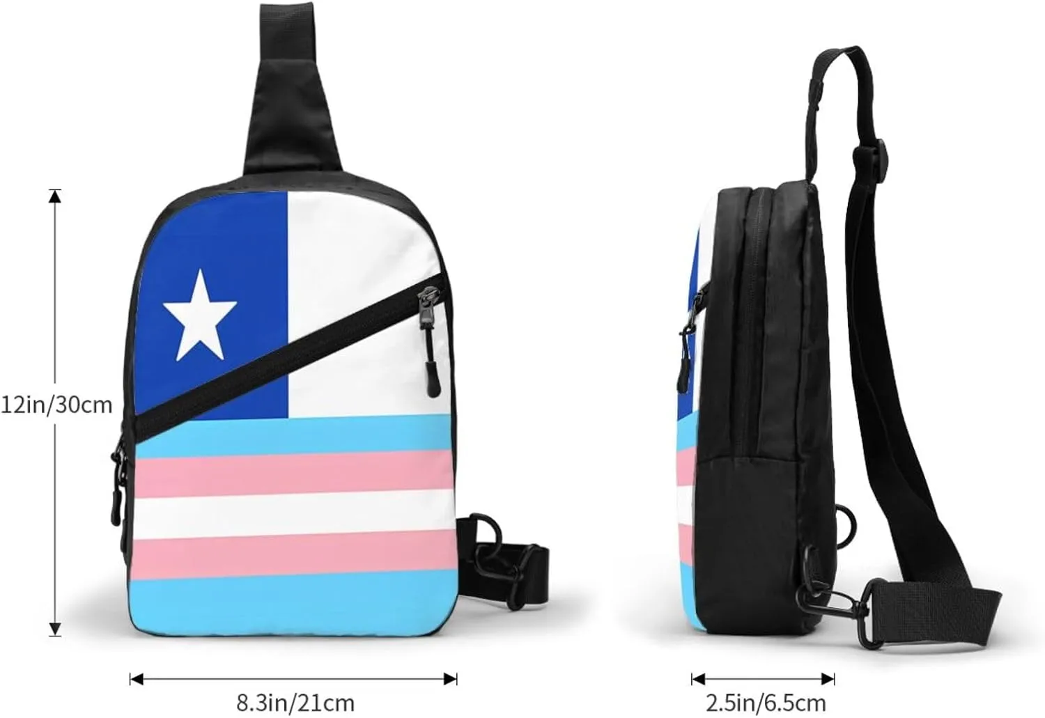 Chile Chilean LGBT Pride Gay Rainbow Trans Flag Crossbody Bag Portable Sling Bags Foldable Chest Daypack Reusable Sports Shoulder Backpack Diagonally Casual Rucksack Travel Bag
