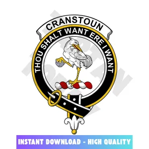 Clan Cranstoun Tartan Crest, Badges, Heraldry, Clans, Family Scotland PNG, Digital ClipArt High Quality ZK38