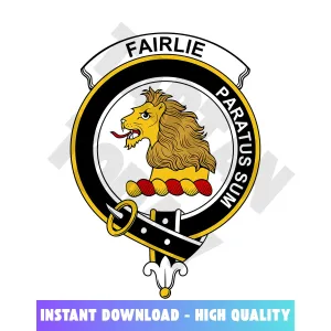 Clan Fairlie Tartan Crest, Badges, Heraldry, Clans, Family Scotland PNG, Digital ClipArt High Quality VQ68