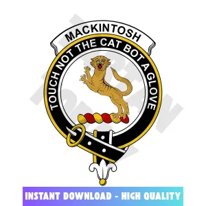 Clan MacKintosh Tartan Crest, Badges, Heraldry, Clans, Family Scotland PNG, Digital ClipArt High Quality VQ50