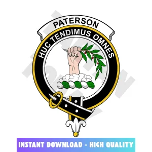 Clan Paterson Tartan Crest, Badges, Heraldry, Clans, Family Scotland PNG, Digital ClipArt High Quality TS54