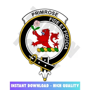 Clan Primrose Tartan Crest, Badges, Heraldry, Clans, Family Scotland PNG, Digital ClipArt High Quality JB28