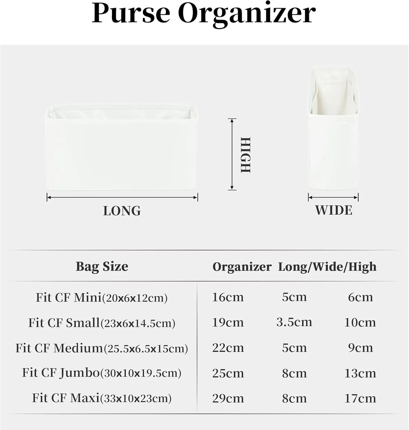 Classic Flap Bag Organizer Insert, Purse Organizer Insert Compatible with Chanel Classic Flap Mini, Lightweight Purse Divider with Pockets (Blanc, CF Mini)