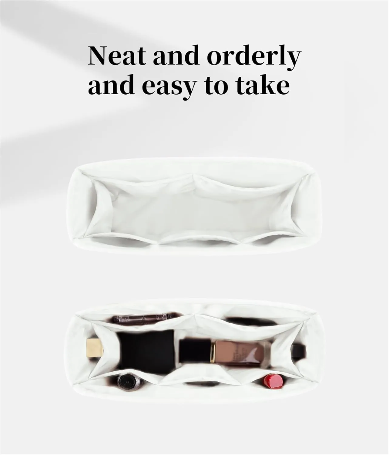 Classic Flap Bag Organizer Insert, Purse Organizer Insert Compatible with Chanel Classic Flap Mini, Lightweight Purse Divider with Pockets (Blanc, CF Mini)