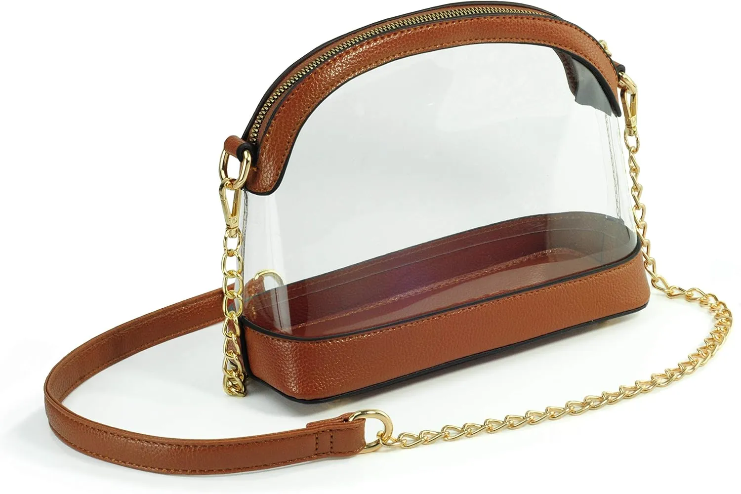 Clear Cross Body Bag with Vegan Leather Trim Stadium Approved Women Shoulder Handbag