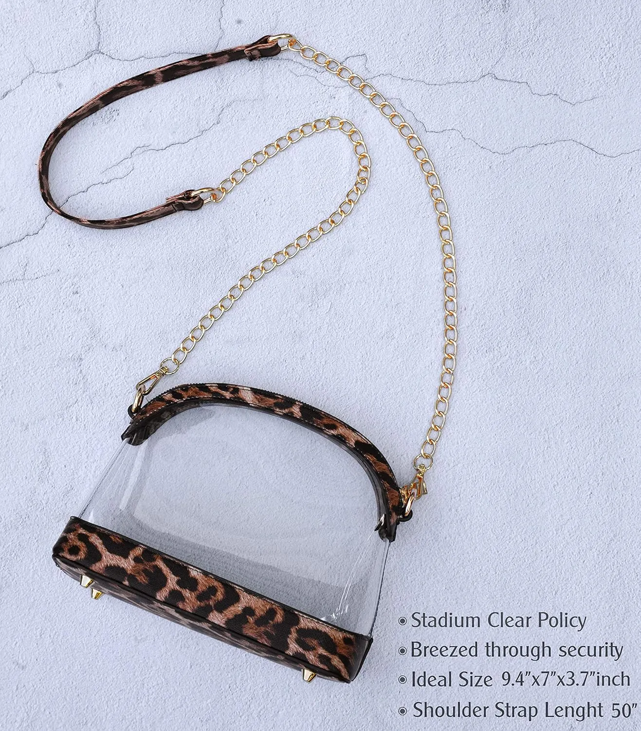 Clear Cross Body Bag with Vegan Leather Trim Stadium Approved Women Shoulder Handbag