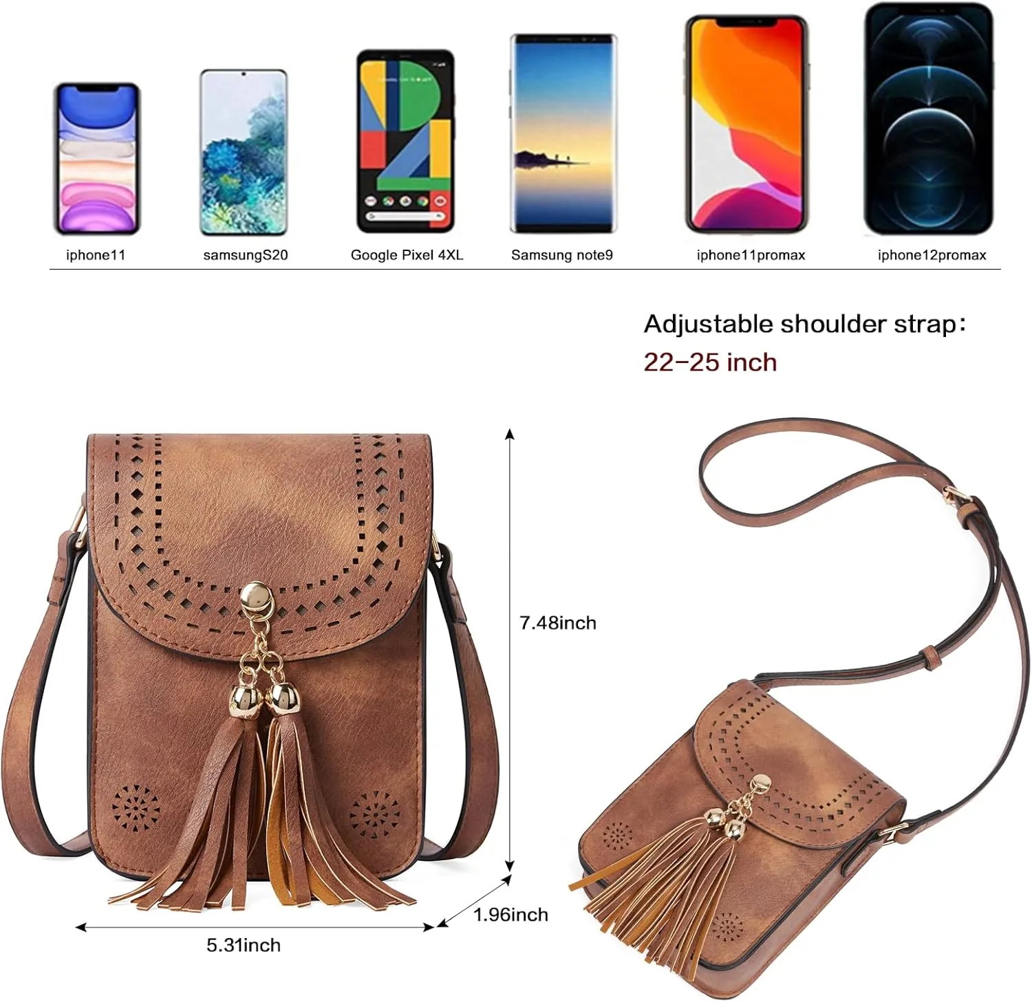 CLUCI Small Crossbody Bags for Women PU Leather Cell Phone Purse Wallet with Adjustable Guitar Strap