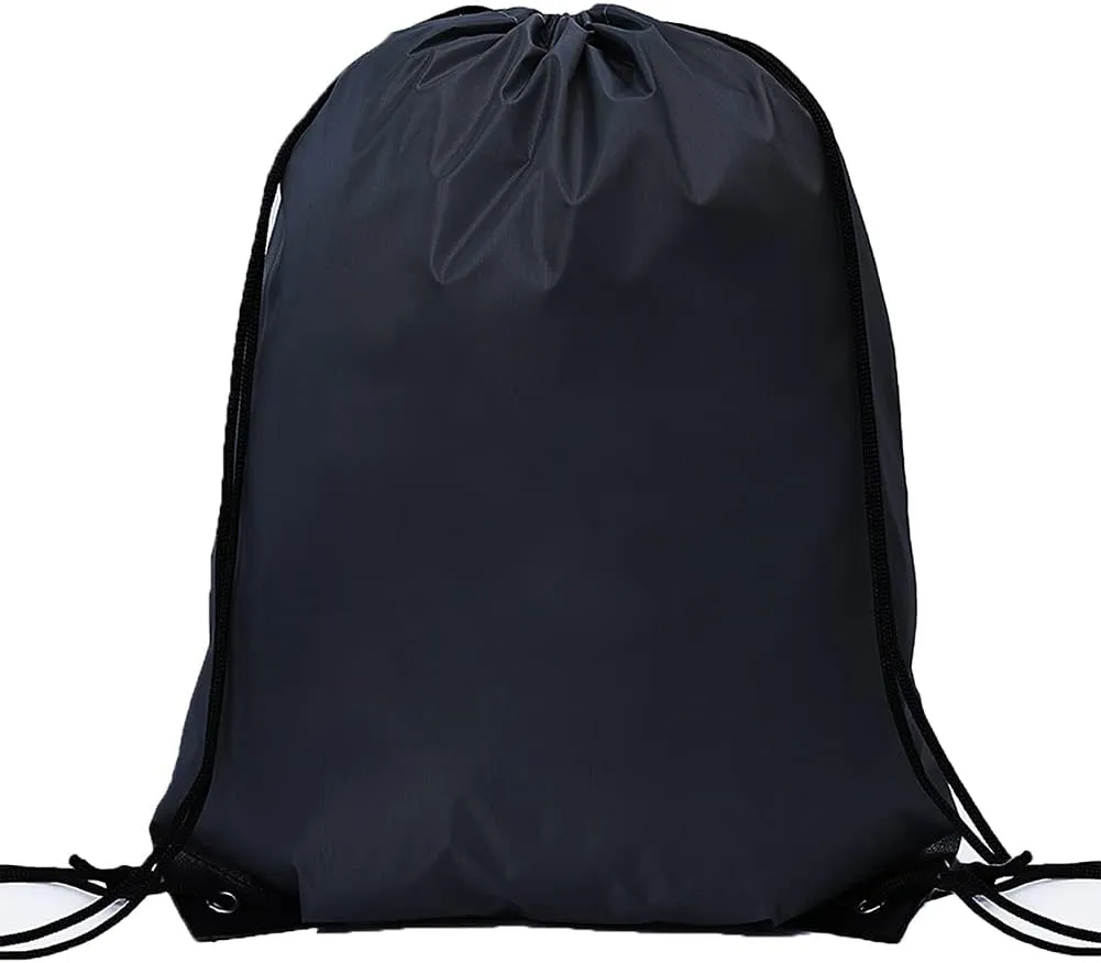 CODOBON 20 Pcs Drawstring Bags, Bulk Draw String Backpack, Cinch Polyester Bag for Gym Sport, Black