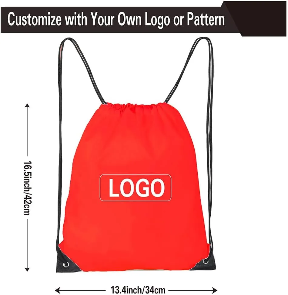 CODOBON 20 Pcs Drawstring Bags, Bulk Drawstring Backpack, Nylon Cinch Draw String Sport Bag, Red