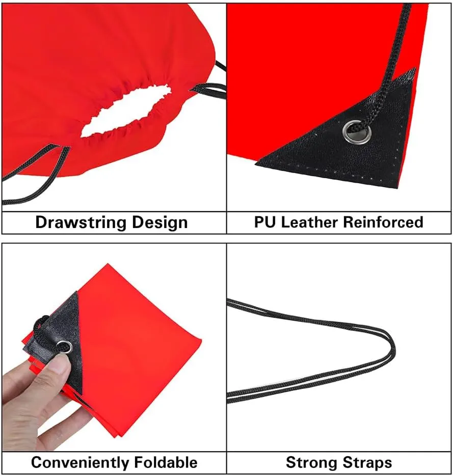 CODOBON 20 Pcs Drawstring Bags, Bulk Drawstring Backpack, Nylon Cinch Draw String Sport Bag, Red