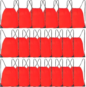 CODOBON 20 Pcs Drawstring Bags, Bulk Drawstring Backpack, Nylon Cinch Draw String Sport Bag, Red