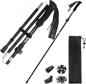 Collapsible Trekking Poles - 1 Pc Lightweight Adjustable Folding Walking Sticks for Hiking & Trekking (7075 Aluminum Alloy, Quick Lock System) - for Men & Women