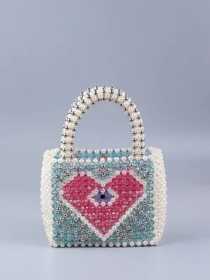 Colorblock Beaded Square Bag